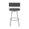 Armen Living Capri 26" Swivel Slate Gray Faux Leather and Silver Metal Bar Stool LCCPBASLGR26 - alternate 3